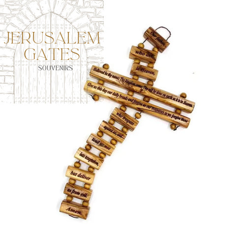 The Lord’s Prayer Olive Wood Cross